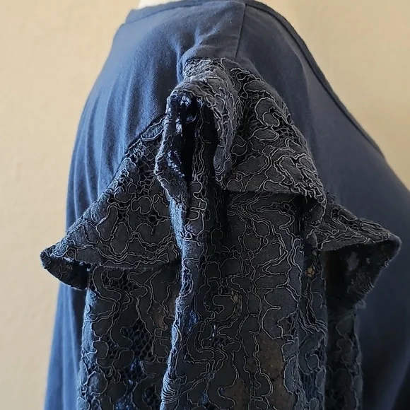 Pioneer Woman Blue Lace Knit Top - Picture 3 of 5